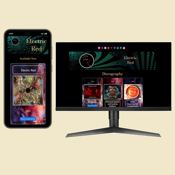 Samples of the Electric Red website on phone and desktop comuter